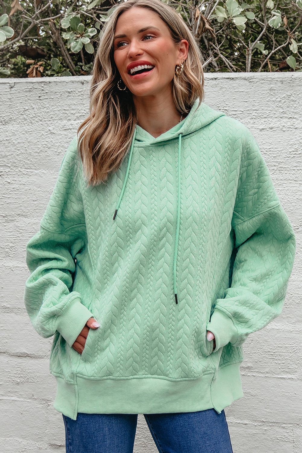 Promise Textured Baggy Solid Hoodie