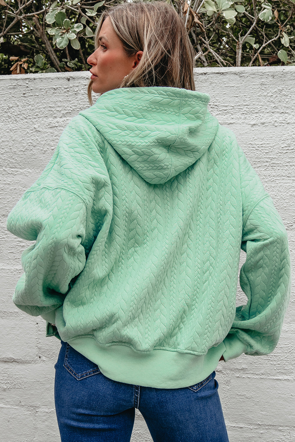 Promise Textured Baggy Solid Hoodie
